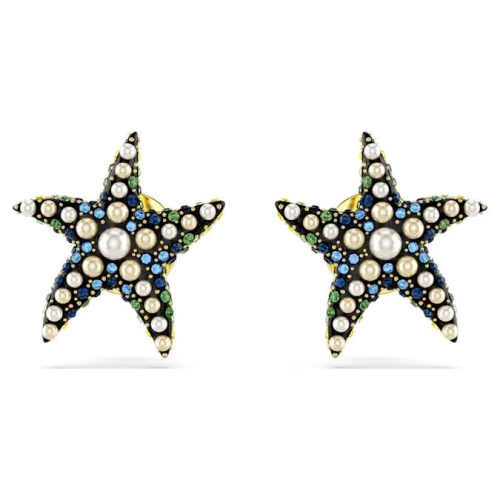 Idyllia stud earrings Starfish, Small, Multicolored, Gold-tone plated