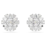 Idyllia stud earrings Mixed cuts, Snowflake, White, Rhodium plated