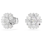 Idyllia stud earrings Mixed cuts, Snowflake, White, Rhodium plated