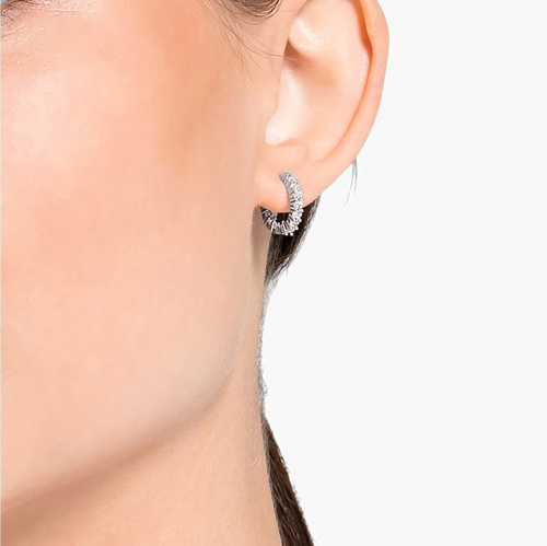 Vittore Mini Hoop Pierced Earrings, White, Rhodium plated