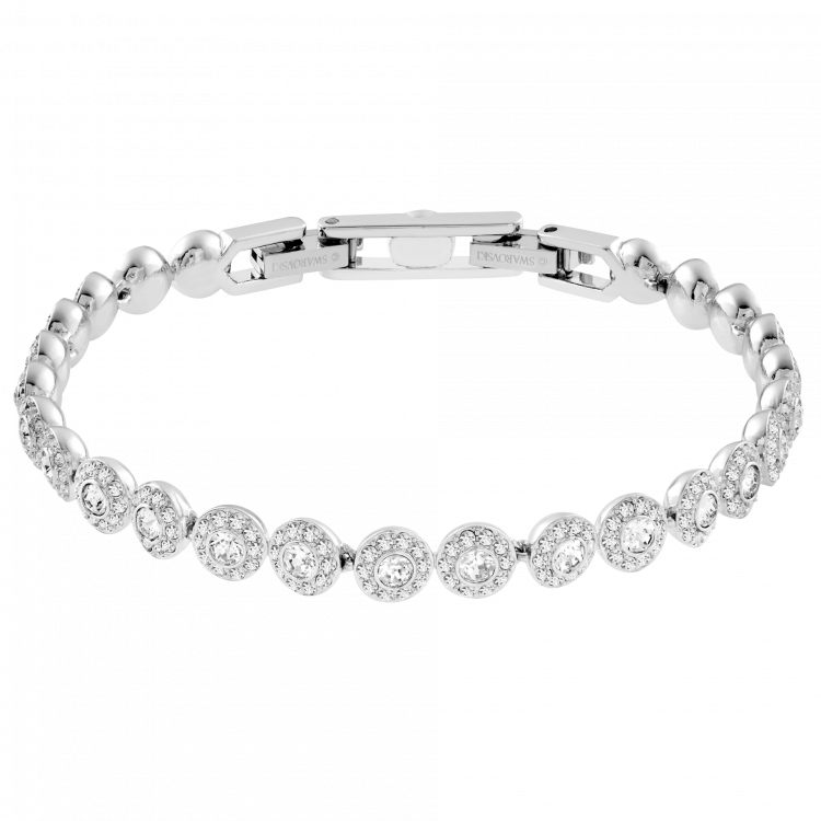 Una Angelic Tennis bracelet Round cut, Pavé, Small, White, Rhodium plated