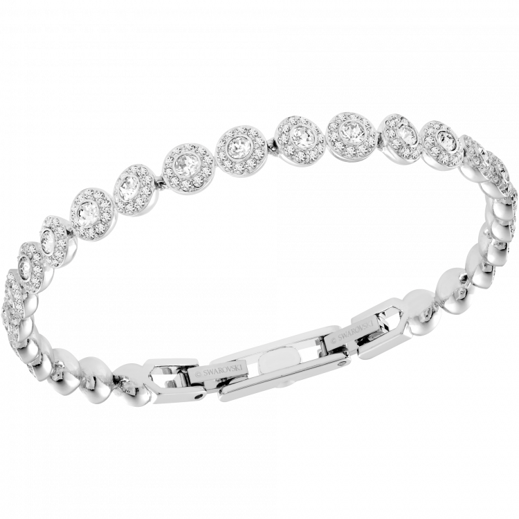 Una Angelic Tennis bracelet Round cut, Pavé, Small, White, Rhodium plated