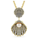 Idyllia necklace Mixed cuts, Shell, White, Gold-tone plated