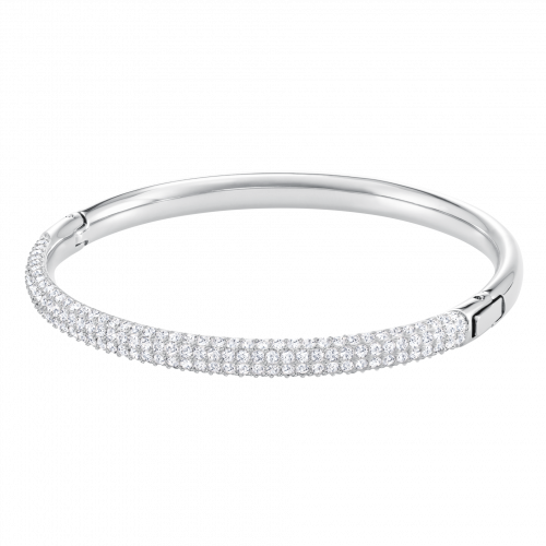 Stone Bangle, White, Stainless steel