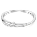 Hyperbola bangle Mixed cuts, White, Rhodium plated