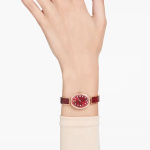 Crystal Rock Oval watch Swiss Made, Metal bracelet, Red, Rose gold-tone finish