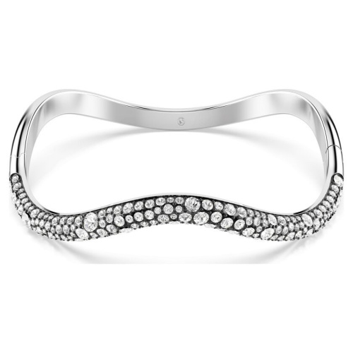 Sublima bangle Round cut, White, Rhodium plated