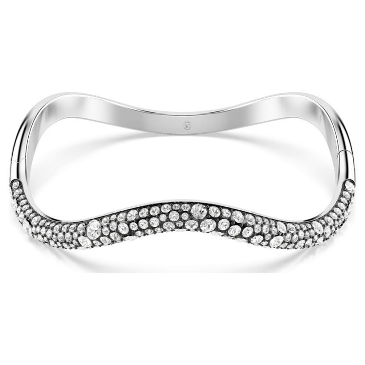 Sublima bangle Round cut, White, Rhodium plated