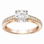 Attract Round Ring, White, Rose-gold tone plated