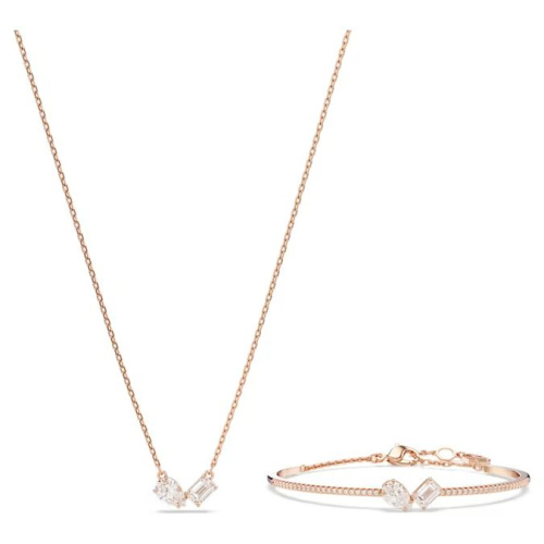 Mesmera set Mixed cuts, White, Rose gold-tone plated
