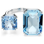 Millenia open ring Octagon cut, Blue, Rhodium plated