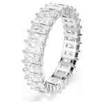 Matrix ring Baguette cut, White, Rhodium plated