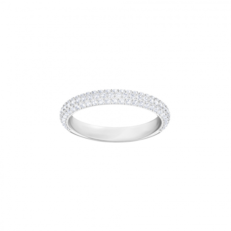 Stone Ring, White, Rhodium plated