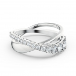 Twist Rows Ring, White, Rhodium plated