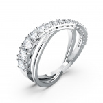 Twist Rows Ring, White, Rhodium plated