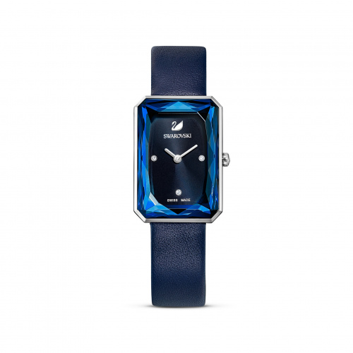 Uptown Watch, Leather strap, Blue, Stainless Steel