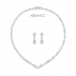 Tennis Deluxe V Mixed Set, White, Rhodium plated