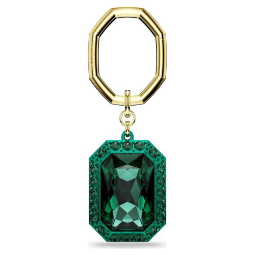 Key ring Octagon cut, Green, Mixed metal finish