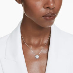 Idyllia pendant Mixed cuts, Snowflake, White, Rhodium plated