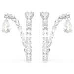 Matrix hoop earrings Mixed cuts, White, Rhodium plated